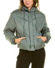 Load image into Gallery viewer, Cropped Diagonal Puffer Bomber Jacket