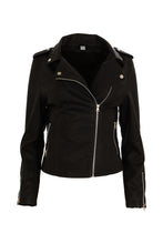 Load image into Gallery viewer, Ladies Assymetrical Zip Faux Leather Moto