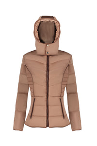 Ladies "Therapy" Hooded Synthetic Down Puffer Jacket with Contrast Piping 