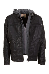 "American Culture" Men's Vegan Leather Updated Sherpa Lined Moto
