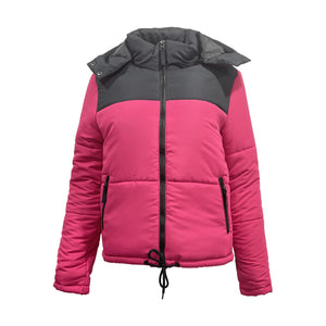 Ladies Contrast Hooded Winter Puffer Jackets